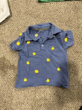 Boden Blue Polo with Yellow Chick Embroidery - Kids